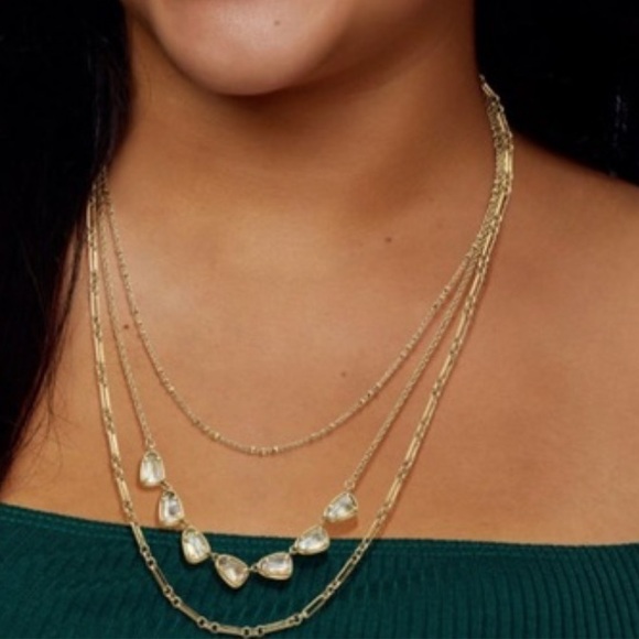 NWOT Kendra Scott Susanna Vintage Gold Multi Strand Necklace in White Abalone - Picture 4 of 4